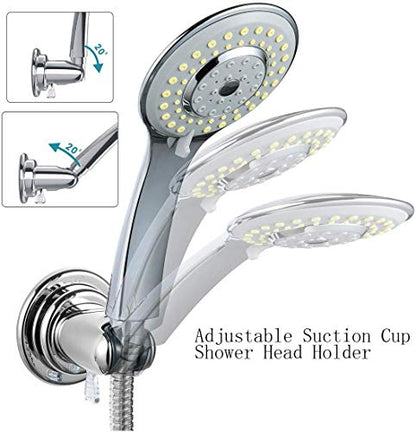 JiePai Suction Cup Shower Head Holder for Handheld Shower-Adjustable,Chrome | 20° adjustable angle,Removable,No-drill wall mount,fits 3/4 handheld,Works on tile glass metal,For bathroom/RV - color: Adjustable Holder-Chrome
