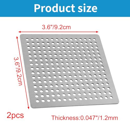 Square Drain Cover Grates,3.6" x 3.6" 304 Stainless Steel Drainage Grate Cover Replacement Floor Drain Strainer for Shower, Bathroom Floor, Balcony, and Outdoor Garden Drains -2pcs - size: 3.6" x 3.6"