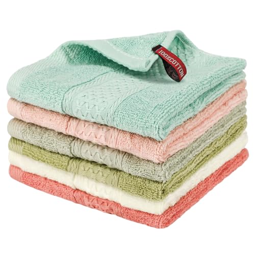 PHOGARY 100% Cotton Wash Cloth, 6 Pack Face Cloths Bath Washcloths Highly Absorbent Face Towels, Machine Washable Washcloths for Showering, Bathroom, Gym, and Kitchen, 6 Colors, 13"x13" - color: Multicoloured a