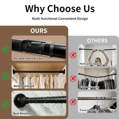 Extra Long Tension Rod, No Drill Heavy Duty Curtain Rod 78-106 Inch | 1" Diameter Steel Tube, Damage Free, Rust Resistant, Non-Slip, For Large Windows, Patio