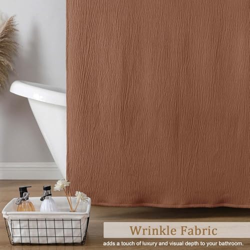 Aiyufeng 3D Textured Terracotta Shower Curtain for Bathroom, Fabric Shower Curtain Soft Cloth & Hotel Spa Quality, Luxury Boho Bathroom Curtains, Machine Washable, Terracotta, 72x72 Inches - color: Terracotta, size: 72"W x 72"L (Pack of 1)