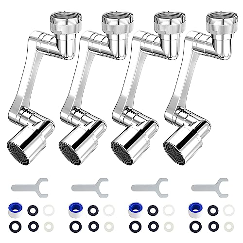 1080° Swivel Faucet Extender, Sliver, 4 PCS | Rotating Sink Extension Multifunctional Robotic Arm, Splash Filter Extension Aerator for Kitchen Bathroom - color: Brass - 4 Pack
