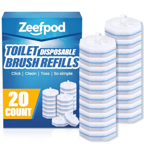 20 Pack Toilet Brush Refills, Disposable Toilet Cleaning Pads | Textured Toilet Scrubber Replacement Heads for Bathroom Cleaning, Designed for Everyday Household Use - size: 1 Count (Pack of 20)