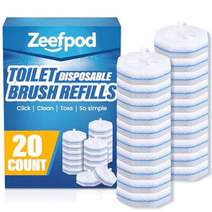 20 Pack Toilet Brush Refills, Disposable Toilet Cleaning Pads | Textured Toilet Scrubber Replacement Heads for Bathroom Cleaning, Designed for Everyday Household Use - size: 1 Count (Pack of 20)