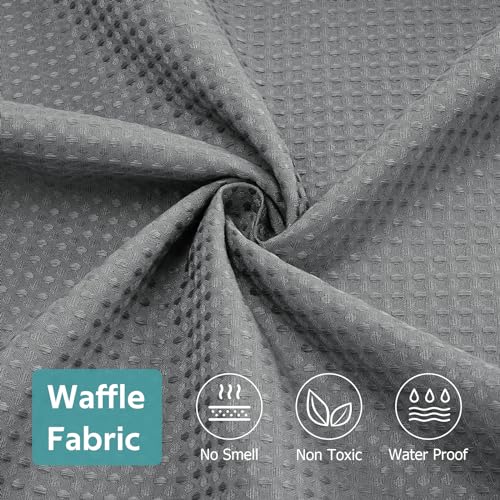 3 in 1 Shower Curtain Set, Waffle Shower Curtain and Liner Set with 6 Double Sided Shower Curtain Hooks, 258GSM Luxury Weighted Cloth Shower Curtain for Shower Stall, 36 W x 72 H, Grey - color: Grey, size: 36"W x 72"L (Pack of 1)