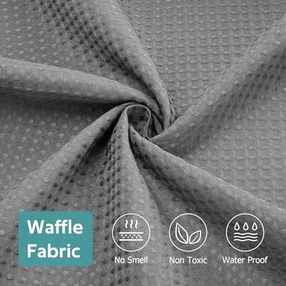 3 in 1 Shower Curtain Set, Waffle Shower Curtain and Liner Set with 6 Double Sided Shower Curtain Hooks, 258GSM Luxury Weighted Cloth Shower Curtain for Shower Stall, 36 W x 72 H, Grey - color: Grey, size: 36"W x 72"L (Pack of 1)