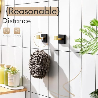 KOKOSIRI Robe Hooks for Bathrooms Towel Hooks Coat Hook Kitchen Garage Heavy Duty Wall Mounted Stainless Steel Brushed Gold and Matte Black, 2 Pack B1010GDK-P2 - color: Black Gold, size: 2 Pack