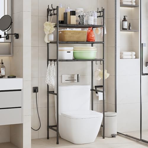 3-Tier Over-The-Toilet Storage Shelf - Sturdy Stainless Steel Bathroom Organizer for Toiletries, Towels & Essentials - Space-Saving Design - color: White