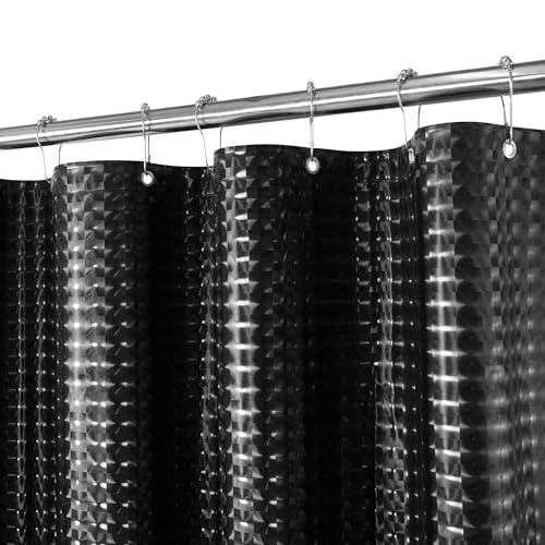 Barossa Design Black Stall Size Shower Curtain Liner 36x72 | Waterproof PEVA, 3 Magnets, 36" W x 72" H Lightweight Plastic Shower Curtain for Small Bathroom Stall, Dimensional Black - color: Dimensional Black, size: 36"W x 72"L (Pack of 1)