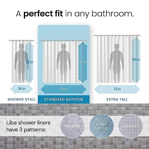 LiBa Shower Curtain PEVA 8G, 72x72 Inch Aqua Circle with Magnets | 8G heavy-duty PEVA, 3D pattern, 3 weighted magnets, rust-proof grommets, waterproof vinyl shower curtain - color: 8g Peva - Aqua Circle Pattern, size: 72"W x 72"L (Pack of 1)