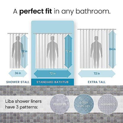 LiBa Shower Curtain PEVA 8G, 72x72 Inch Aqua Circle with Magnets | 8G heavy-duty PEVA, 3D pattern, 3 weighted magnets, rust-proof grommets, waterproof vinyl shower curtain - color: 8g Peva - Aqua Circle Pattern, size: 72"W x 72"L (Pack of 1)