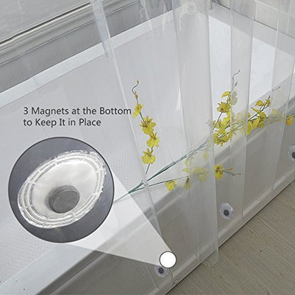 Elegant Comfort Heavy Duty Weight Waterproof Clear Shower Curtain Liner, 72" x 72 inches Long Shower Liner for Bathroom with 3 Bottom Magnets and Rust Proof Grommets (2 Pack)