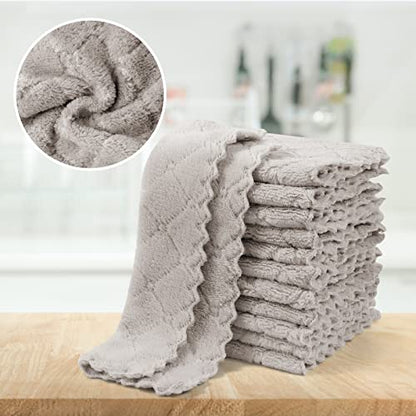 UMANI 12 Pack Microfiber Cleaning Cloths Reusable Textured Cleaning Rags | 10 x 6 Inch, Soft Absorbent Quick-Dry Cloths for Kitchen, Bathroom, Countertop and Household Cleaning - color: Grey