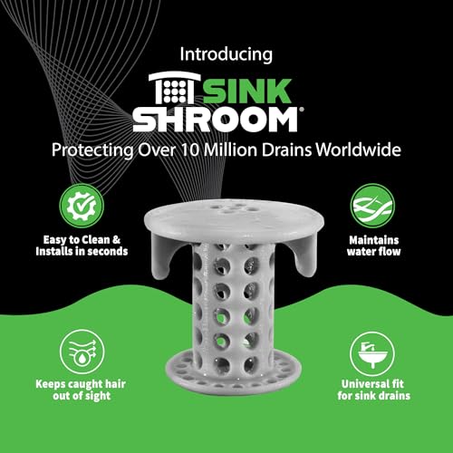 SinkShroom The Revolutionary Sink Drain Protector Hair Catcher/Strainer/Snare, Gray - color: Gray