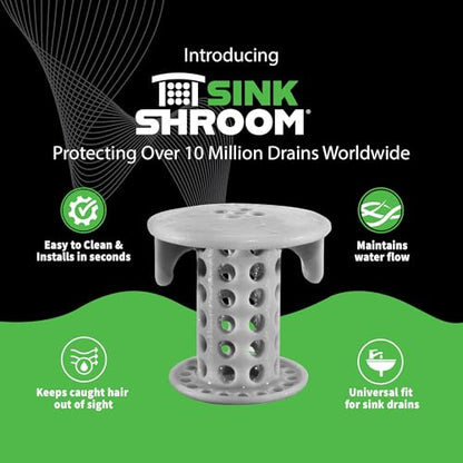 SinkShroom The Revolutionary Sink Drain Protector Hair Catcher/Strainer/Snare, Gray - color: Gray