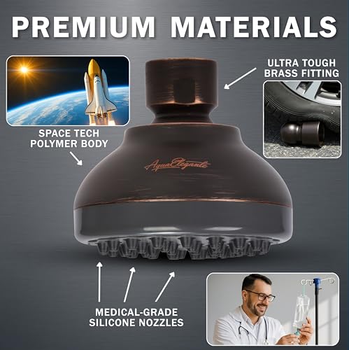 Aqua Elegante Pressure Boosting Shower Head - 1.8 GPM - Oil-Rubbed Bronze | 3 Inch Wall Mount, Water Saving Showerhead, Best For Low Flow Showers With Anti-Clog Nozzles & Adjustable Brass Fitting - color: Oil Rubbed Bronze, size: 1.8 GPM