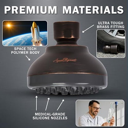 Aqua Elegante Pressure Boosting Shower Head - 1.8 GPM - Oil-Rubbed Bronze | 3 Inch Wall Mount, Water Saving Showerhead, Best For Low Flow Showers With Anti-Clog Nozzles & Adjustable Brass Fitting - color: Oil Rubbed Bronze, size: 1.8 GPM
