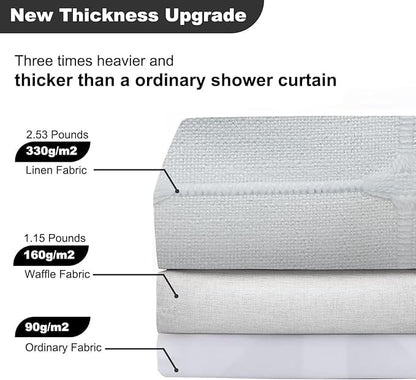 Farmhouse White Extra Long Shower Curtain - Boho Modern Linen Fabric Shower Curtains for Bathroom, XL Large Country Heavy Duty Thick Bathroom Curtain Set with Tassel - Bohemian Shower Curtain 71x83 - color: White, size: 71"W x 83"L (Pack of 1)