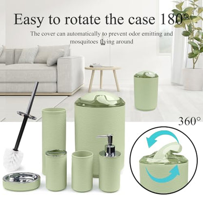 CERBIOR Bathroom Accessories Set 6 Piece Bath Ensemble（Green） | Includes Soap Dispenser, Toothbrush Holder, Toothbrush Cup, Soap Dish for Decorative Countertop and Housewarming Gift (Green) - style: A Green