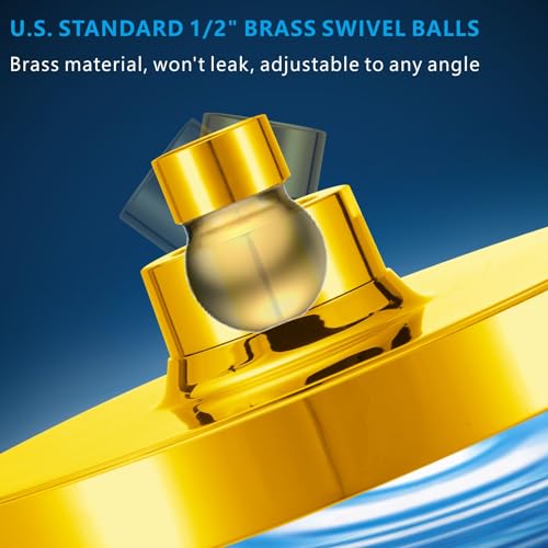 High Pressure Rain Shower Head - High Flow Rainfall Showerhead - Luxury Modern Look - Pressure Boosting Bathroom Shower Heads (6 inches, Gold) - color: Chrome Gold