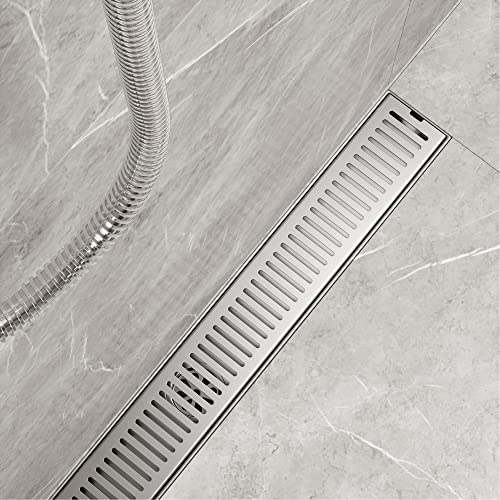 VIGO Elan 24 in. Linear Shower Drain in Brushed Nickel - VG07002BN - color: Brushed Nickel, size: 24 in.