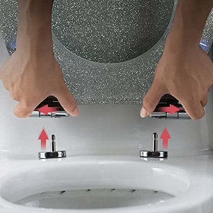 Black Quick Release Toilet Seat with 360 Degree Adjustable Hinge, Easy Clean, Oval Shape, Simple Top and Bottom Fixing - color: Silver