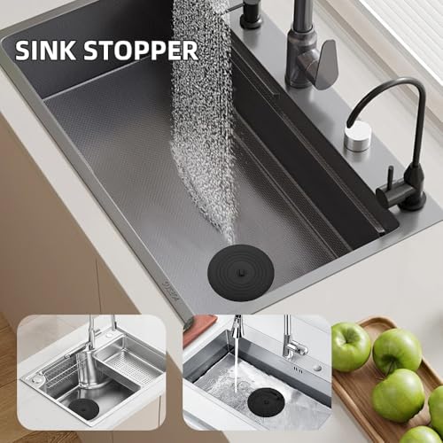 Tub Stopper 2PCS,Bathtub Drain Stopper,6 inches Bathtub Tub Drain Cover Stopper,Silicone Drain Plug,Kitchen Bathroom Hair Water Shower Stopper,Large Bathroom Laundry Accessories (Black/Black) - color: Black/Black