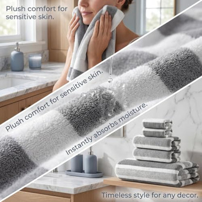 Premium 5-Piece Bath Towel Set | 100% Microfiber Ultra Soft & Quick Dry | Large Bath Towels, Hand Towels & Washcloths for Bathroom, Spa, Gym, | 1 Bath, 2 Hand, 2 Washcloths | Gray - color: Gray, size: 5 Pcs