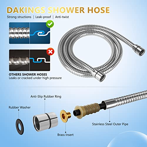 6 Spray Modes High Pressure Handheld Showerhead Set Upgraded | 5 Inches Shower Head with Handheld Spray Premium Chrome Handheld Shower Head 60 Inches Stainless Steel Hose-1-Min Install - color: ‎Premium Chrome