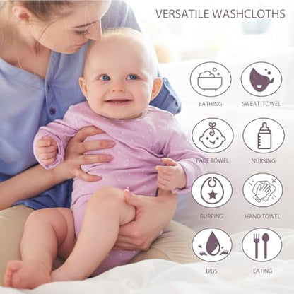 12 Pack Small Baby Washcloths 100% Cotton Thin Soft 7.8" x 7.8" Terry Cloth for Baby Face Bath Burp Travel Lightweight Multi-Purpose Newborn Must Haves - color: Grey-2