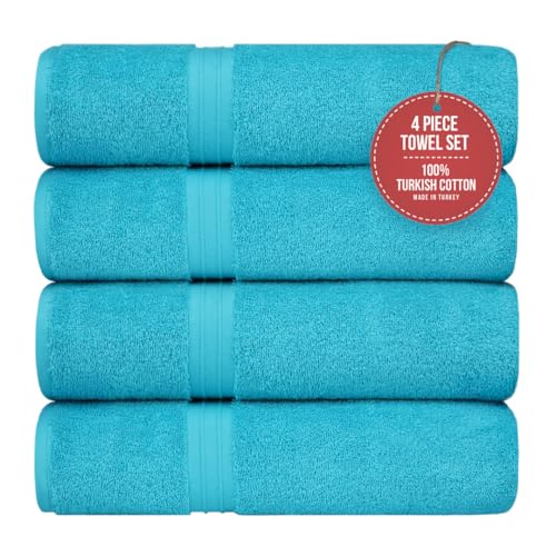 Plush Bath Towels - 100% Cotton & Luxury - Large (28" x 56"), Absorbent - Versatile, Perfect as Hotel Towels, Spa Towel - Turquoise - color: Turqoise