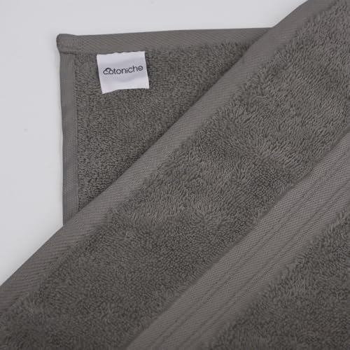 6 Piece Bath Towel Set - Thick & Soft - 100% Turkish Cotton, Fluffy and Absorbent, Includes 2 Bath Towels (28" x 56"), 2 Bathroom Hand Towels (16"x28") and 2 Wash Cloths (12"x12") - Gray - color: Gray, size: 6-Piece Bath Towel Sets