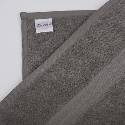 6 Piece Bath Towel Set - Thick & Soft - 100% Turkish Cotton, Fluffy and Absorbent, Includes 2 Bath Towels (28" x 56"), 2 Bathroom Hand Towels (16"x28") and 2 Wash Cloths (12"x12") - Gray - color: Gray, size: 6-Piece Bath Towel Sets