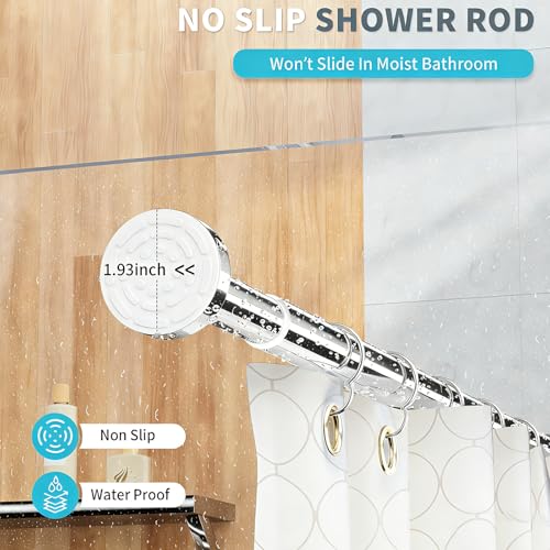 Shower Curtain Rod 34-80 Inches Never Rust Stainless Steel Tension Curtain Rod Adjustable Shower Rod Spring Tension Non-Slip No Drilling Shower Rods for Bathroom Window - color: Stainless Steel, size: 34”-80“