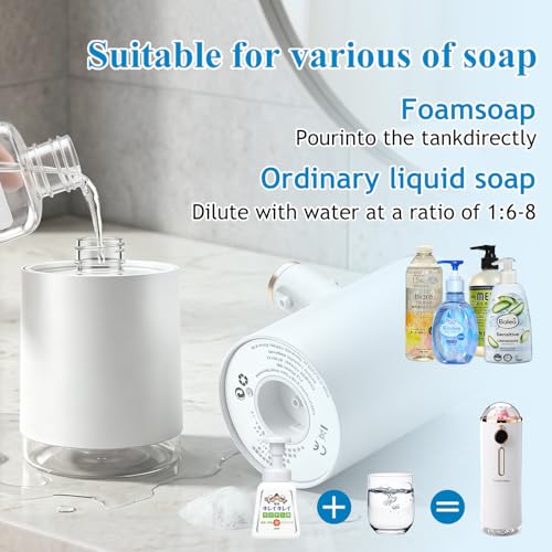 Automatic Liquid Soap Dispenser Touchless, USB Rechargeable Smart Hand Soap Dispenser, 13.5oz/400ml, Wall Mounted for Kitchen Bathroom Family (White)The table should be laid flat; it cannot be hung up - color: White