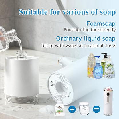 Automatic Liquid Soap Dispenser Touchless, USB Rechargeable Smart Hand Soap Dispenser, 13.5oz/400ml, Wall Mounted for Kitchen Bathroom Family (White)The table should be laid flat; it cannot be hung up - color: White