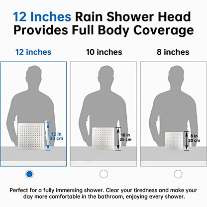 G-Promise All Metal 12 Inches Rainfall Shower Head with Handheld Combo | All Metal, Built to Last, Easy Install, Adjustable Height & Angle for All Heights, Extra Long Hose, Modern Upgrade - color: Brushed Nickel, size: 12 Inches
