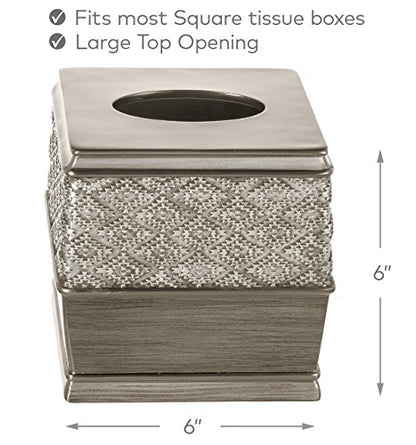 Dublin Silver Square Resin Tissue Box Cover - style: Square Tissue Box