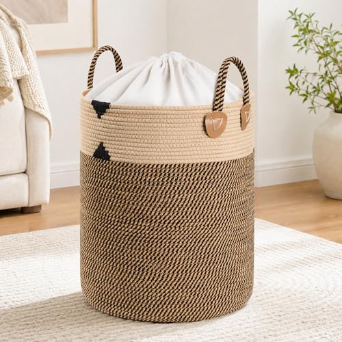 Laundry Basket for Laundry Room Organization | Laundry Hamper, Blanket Basket for Living Room Boho Decor Basket