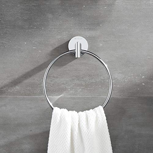Hand Towel Holder for Bathroom Chrome Towel Ring Bath Towel Hanger Modern Hand Towel Rack Wall Mounted,077060-CR Leo Seires - color: Chrome