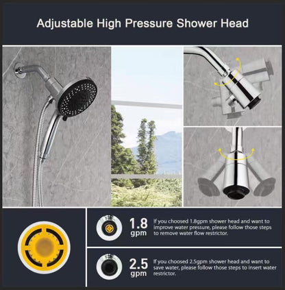 High Pressure Shower Head with Magnetic Shower Base | High Pressure 10-setting Shower Head with Hose,Magnetic Bracket,59 Inches Stainless Steel Shower Hose,Magnetic Shower Base - color: Chrome, style: Upgraded Version