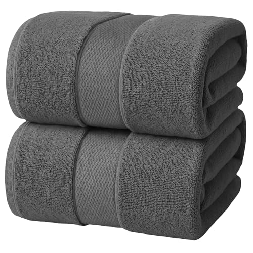 Infinitee Xclusives Jumbo Bath Sheets Towels for Adults – 600 GSM (35X70 Inches)– 100% Ring Spun Cotton, Soft and Absorbent Large Bath Towels for Bathroom - color: Shadow Grey, size: Bath Sheets - 2 Pack