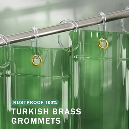 AmazerBath Long Shower Curtain Liner, 100% EVA Soft Clear Green Heavy Duty 78 inch Shower Curtain and Liner 2-in-1, 72x78 Plastic Bathroom Shower Curtain, 12 Rustproof Grommets & 3 Weighted Stones - color: Rainbow Emerald, size: 72"W x 78"L (Pack of 1)