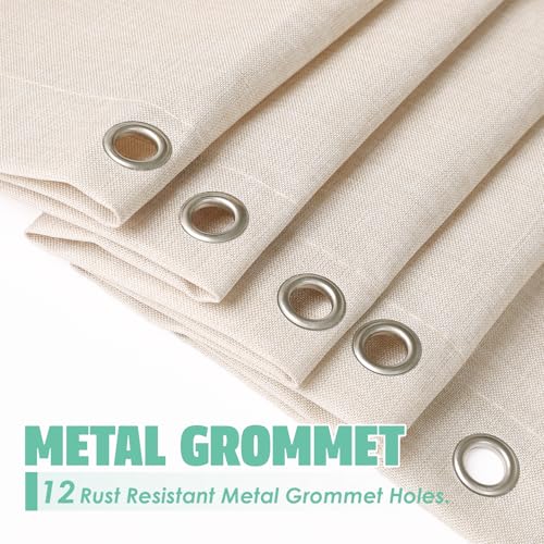 Natural Linen Textured Shower Curtain Set with Hooks, Beige Boho Farmhouse Bath Shower Curtains for Bathroom Neutral Cloth, Hotel Luxury, Weighted, 72W x 72L, Cream - color: Cream | With Hooks, size: 72"W x 72"L (Pack of 1)