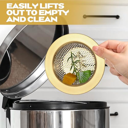2 Pcs Sink Strainer Stainless Steel Kitchen Sink Drain Strainer Basket Cover Mesh Hair Food Catcher, Large Wide Rim of 4.4 Diameter(Brushed Gold) - color: Brushed Gold