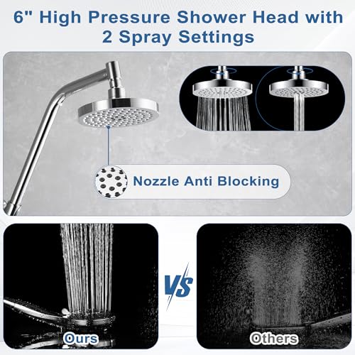 BRIGHT SHOWERS Rain Shower Head with Handheld Combo, Dual Shower System with Slide Bar, Rain Shower System, Adjustable Height, Brass Slide Bar & Diverter, 60 Inch Stainless Steel Hose, Chrome - color: Chrome