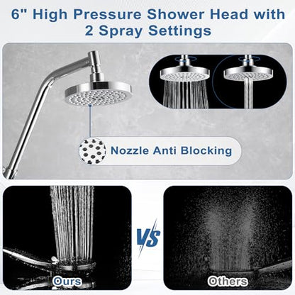 BRIGHT SHOWERS Rain Shower Head with Handheld Combo, Dual Shower System with Slide Bar, Rain Shower System, Adjustable Height, Brass Slide Bar & Diverter, 60 Inch Stainless Steel Hose, Chrome - color: Chrome