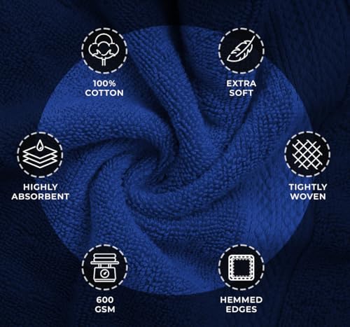 Avalon Towels Wash Cloths 12 Pack Royal Blue 100% Cotton Washcloths 12x12 Face Towels, Wash Rags, Facial Towel, fingertip Towel for Bathroom, Royal Blue Washcloth - color: Royal Blue