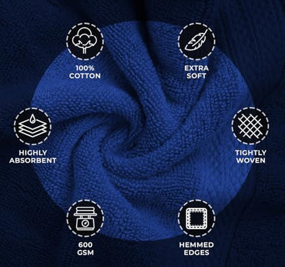 Avalon Towels Wash Cloths 12 Pack Royal Blue 100% Cotton Washcloths 12x12 Face Towels, Wash Rags, Facial Towel, fingertip Towel for Bathroom, Royal Blue Washcloth - color: Royal Blue
