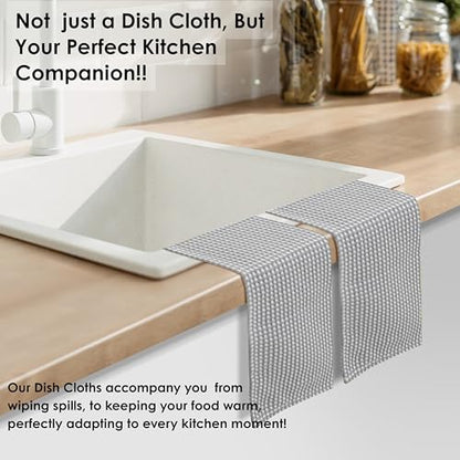 12 Pack Dual Reversible Waffle Weave Dish Cloth, 12x12 Inch, 100% Cotton, Absorbent Dishcloth Set, Quick Dry, Soft for Cleaning, Wiping, Hand Towels, Dish Rags, Durable, Ash Grey - color: Ash Grey